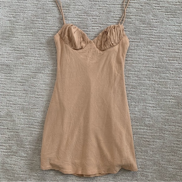 Tan Cupped Mini Dress - Picture 2 of 5